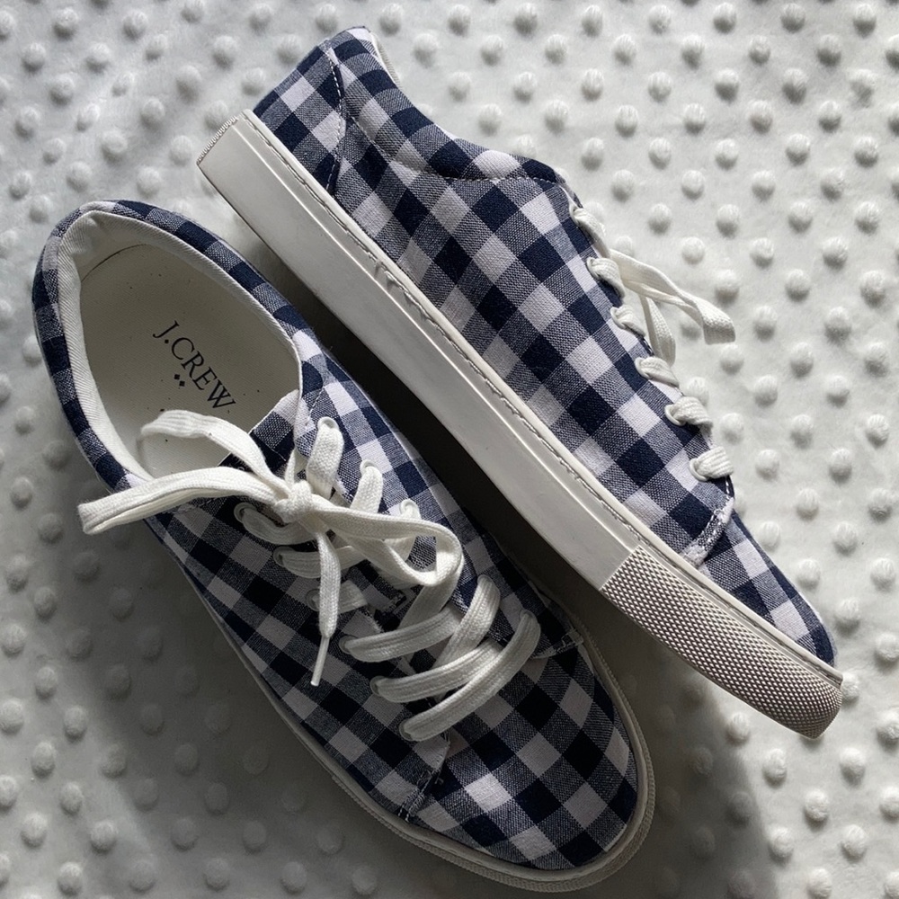 EUC JCREW blue gingham sneakers size 10.5